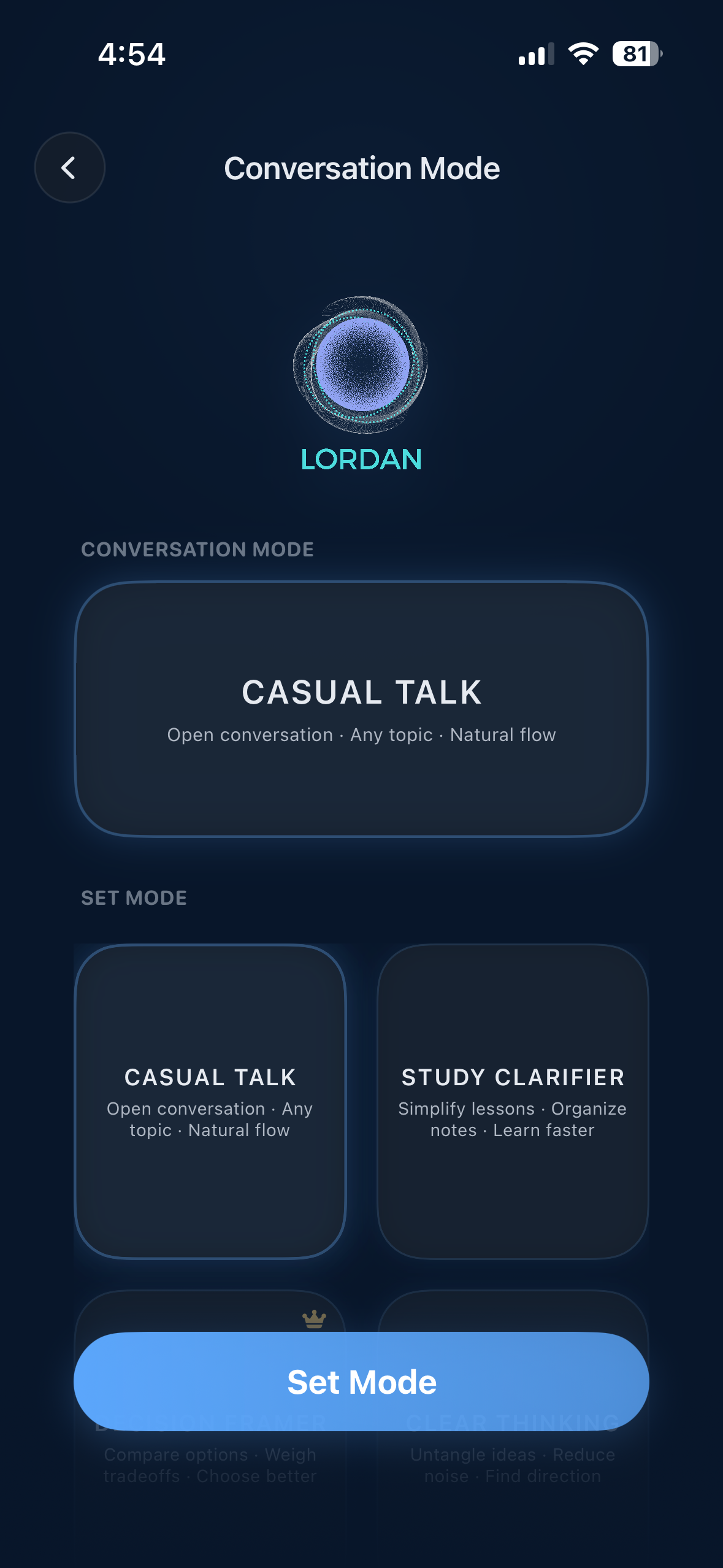 Lordan mode selection